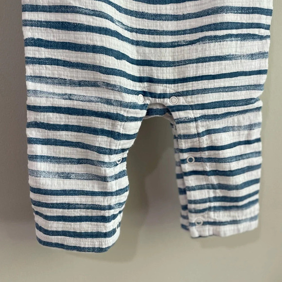 Aden + Anais - Baby - White/Blue Muslin Long Sleeve Romper - 3-6 Months - EUC! - Picture 6 of 9